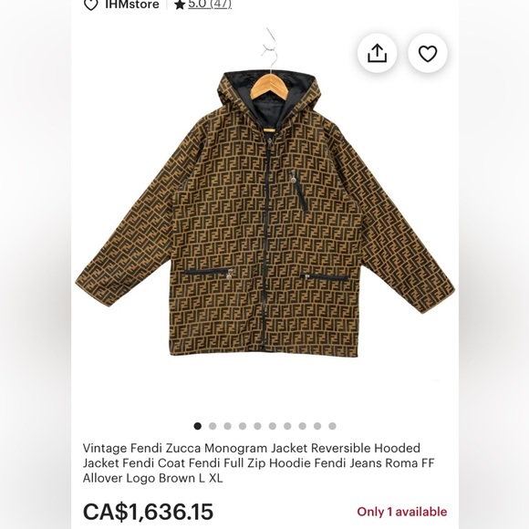 Authentic Fendi Zucca Jacket Vintaged FF Monogram - Picture 8 of 9